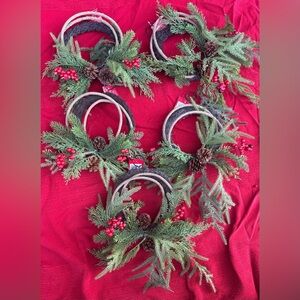 NWT set of 5 faux pine & cedar mix with red berry Christmas wreaths bundle